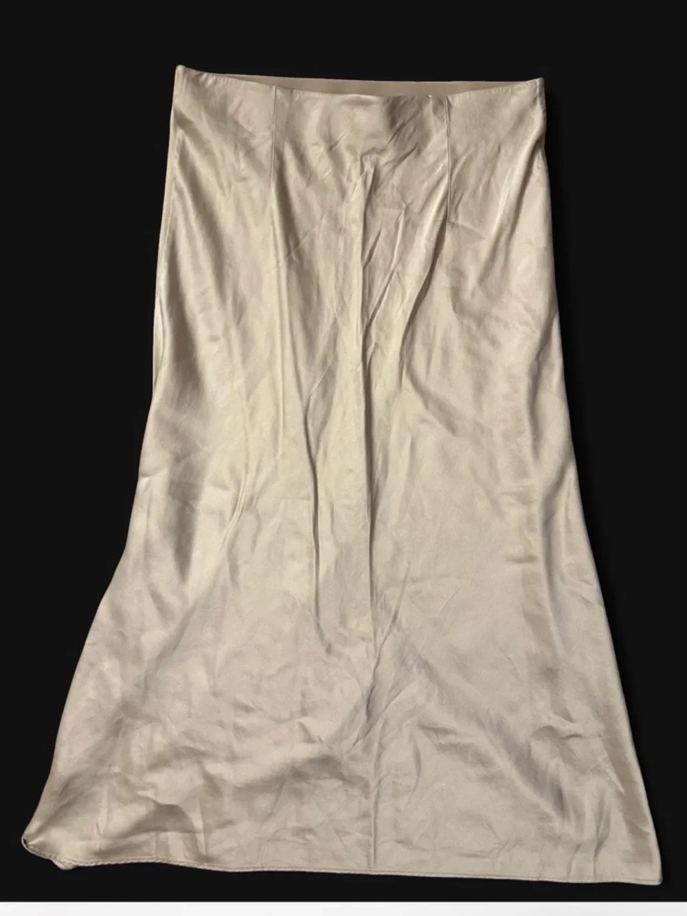 Quince Cream A-Line Champagne midi Skirt 100% silk - Picture 1 of 6